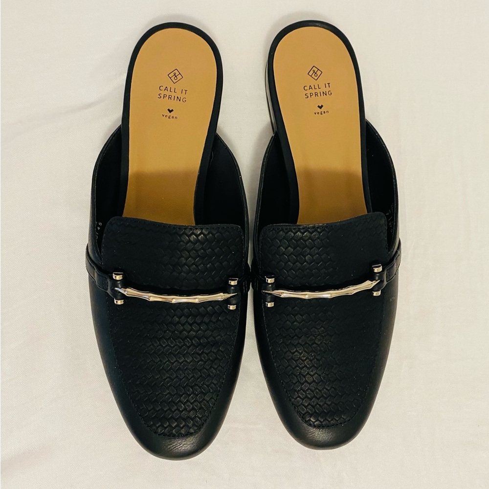 Call It Spring Black Woven Mule Slides